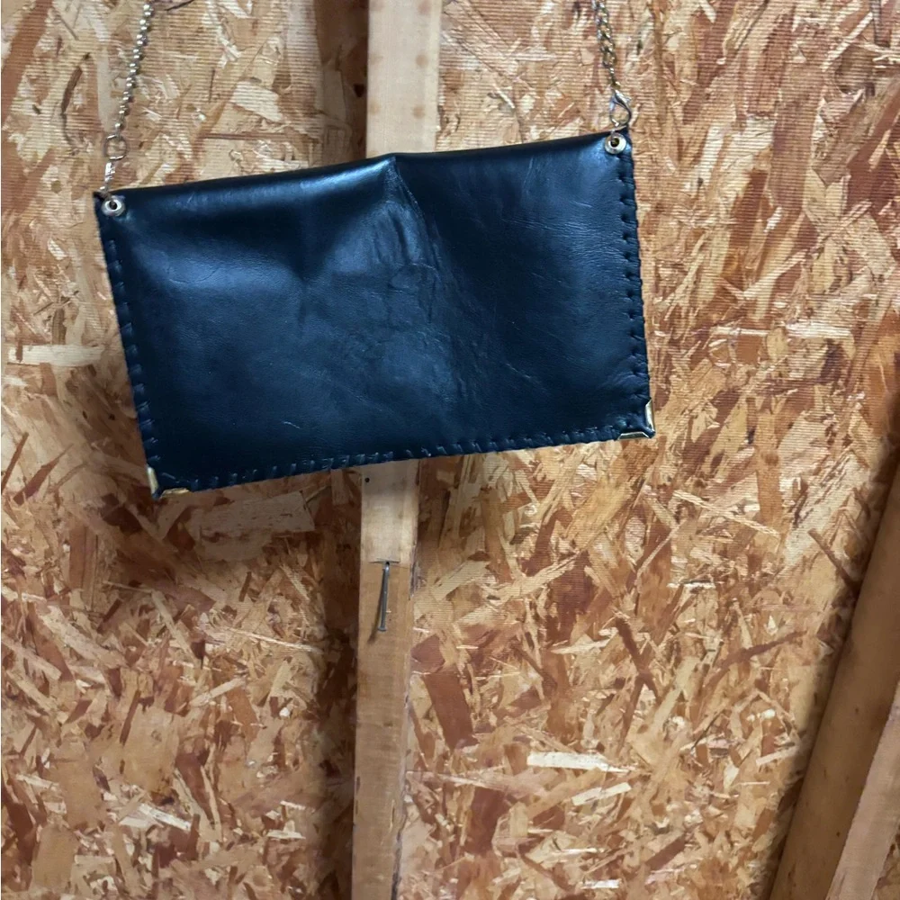 Simple Black Leather Clutch